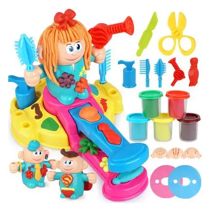 Barber Парикмахерская глина Детский play-doh набор форм DIY игрушки для стрижки волос и сдавливания волос игрушки - Цвет: Barber