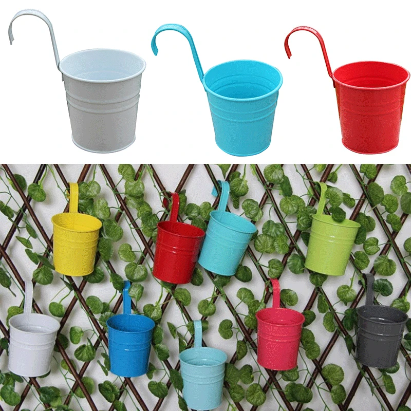 

3 Pcs Hanging Flower Pots Home Garden Decoration Planters Outdoor Indoor Flower Bucket Plant Holder Basket For Wall Decor