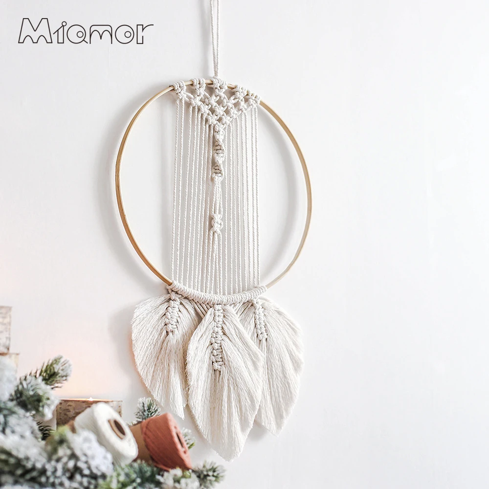 MIAMOR бамбуковое Кольцо Boho Makramy дизайн интерьера макрама волокно искусство Ловец