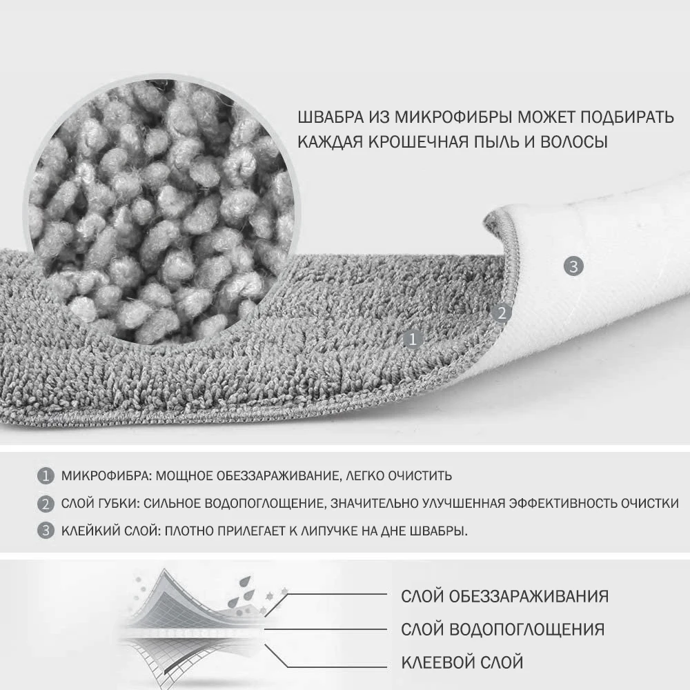 Spray Mop Деревянный пол с многоразовыми подушечками из микрофибры Ручка на 360