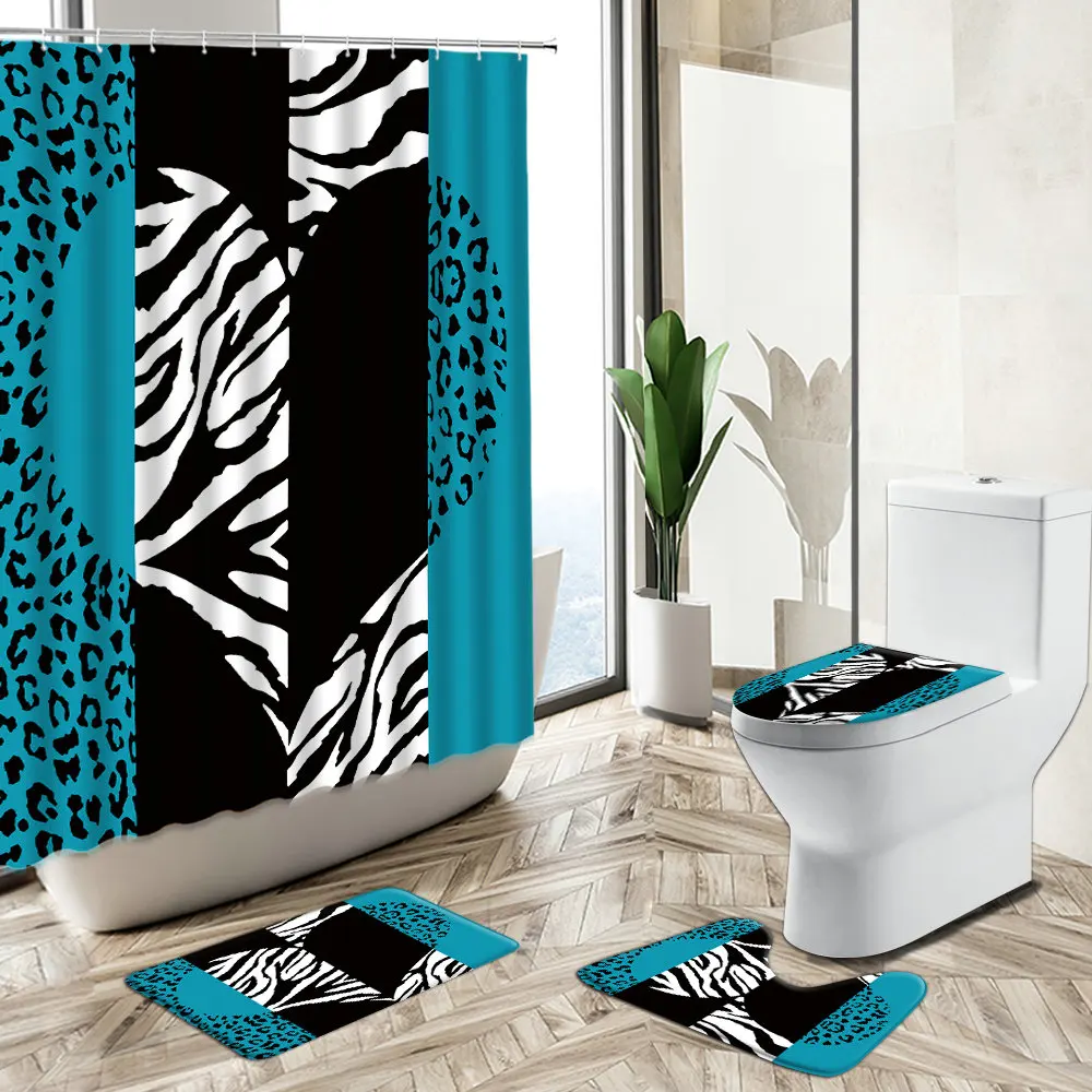 Комплект из занавески для душа с рисунком в виде леопарда африканском стиле