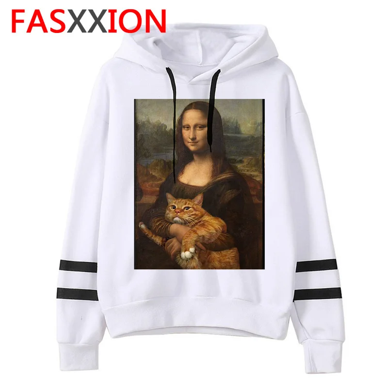 Mona lisa худи негабаритных женщин Корейский kawaii harajuku Толстовка 90s Женский Повседневный зимний Ullzang капюшон мультфильм Забавный - Цвет: 4589