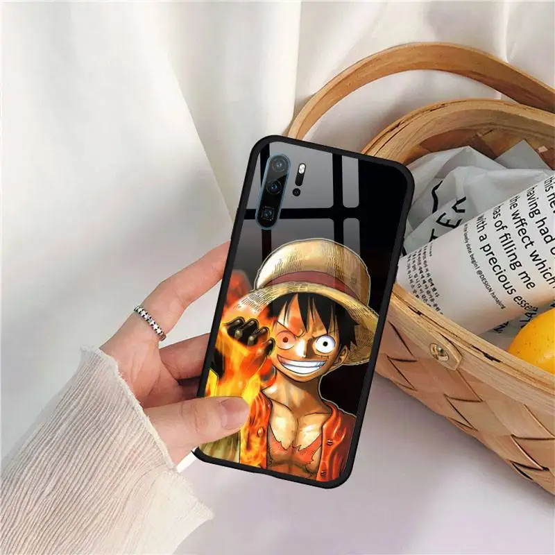 

anime One Piece Luffy Couples Phone Case Tempered glass for Huawei P9 P10 P20 P30 Pro Plus Lite Mate 9 NOVA 3E 3I