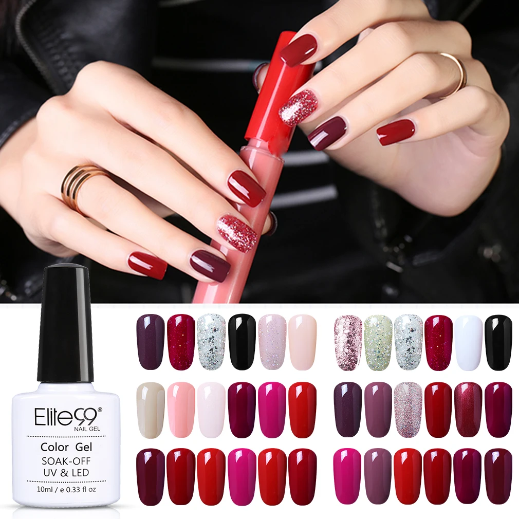 Elite99 6 шт./лот Чистый Цвет Гель лак для ногтей набор замачивания мерцающий Giltter УФ
