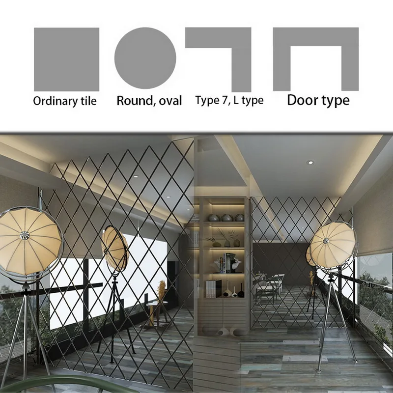 Акриловые зеркальные настенные Стикеры с треугольниками и бриллиантами для