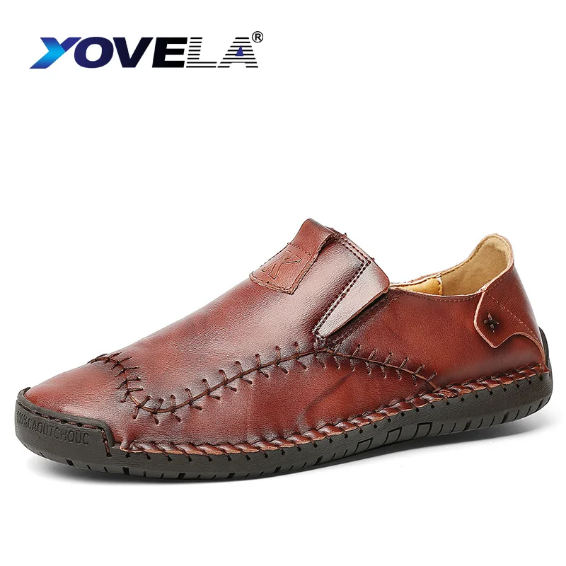 

Fashion Leather Men's Loafers Handmade Moccasins Soft Leather Casual Shoes Slip on Flat Men's Boat Shoes Non-slip Driving Shoes