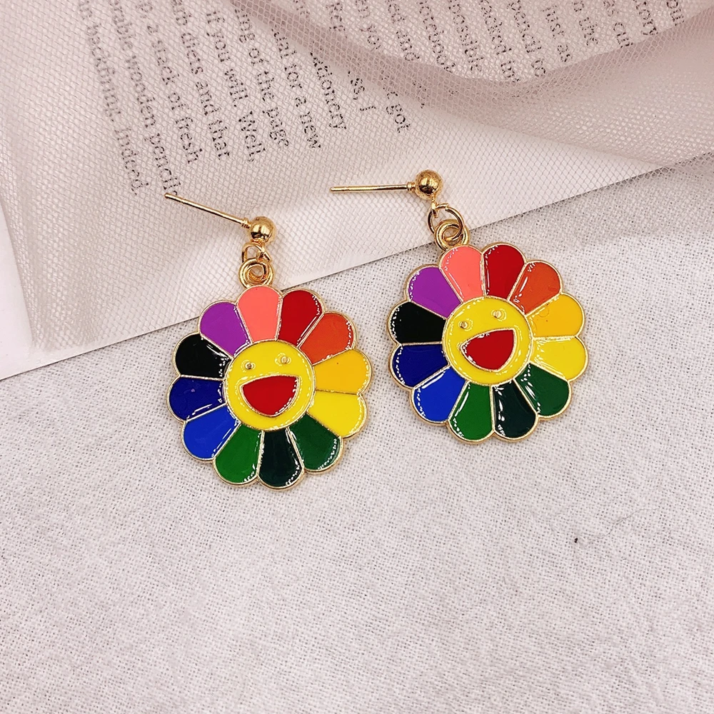 

Cartoon Cute Resin Earrings Colorful Sunflower Drop Earrings for Girls Women Children Birthday Gift Lovely Jewelry