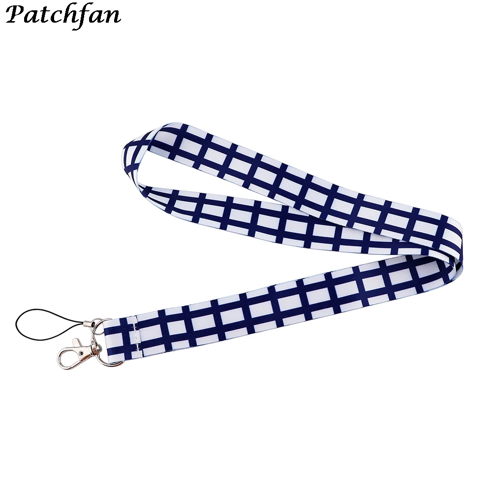 

20 шт./лот AD549 Patchfan с рисунком синего цвета, в клеточку, Талреп Брелок для ключей со значком ID карты Мобильный телефон Веревка шейные платки ак...