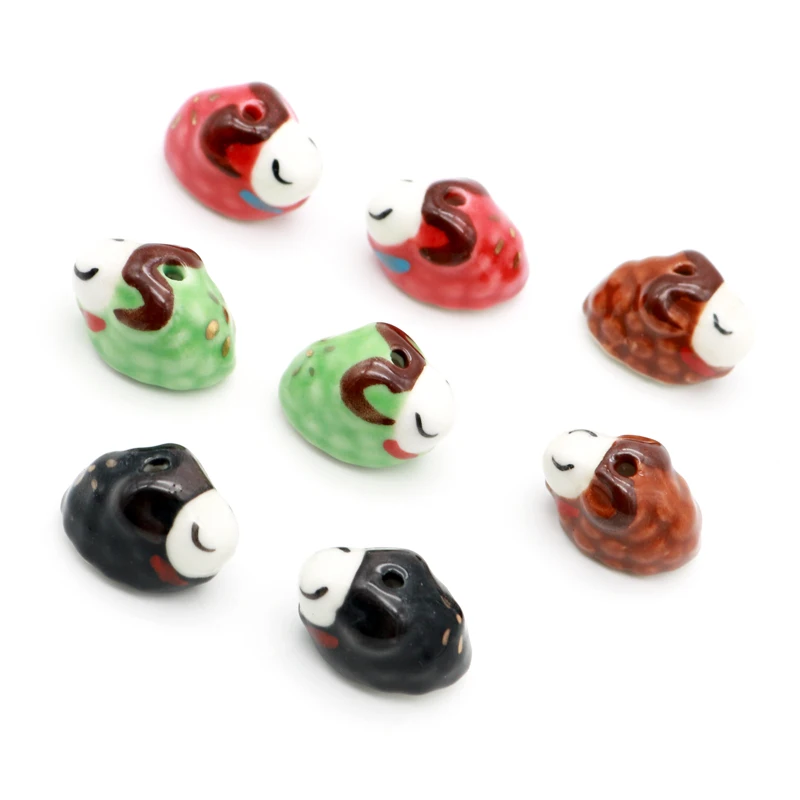 

50 шт., керамические бусины в форме овечки, 21 х14 мм