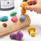 Деревянные радужные блоки, игра Монтессори для сбора грибов, Обучающие деревянные детские игрушки, развивающая форма, подходящая сборка, захват