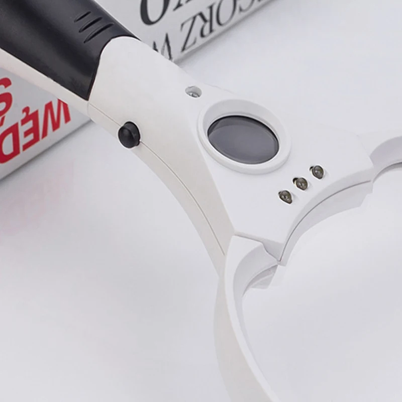 Лупа с 3 светодиодными лампами 137 мм большая ручная тремя линзами 2X 4X 25X Ремонт