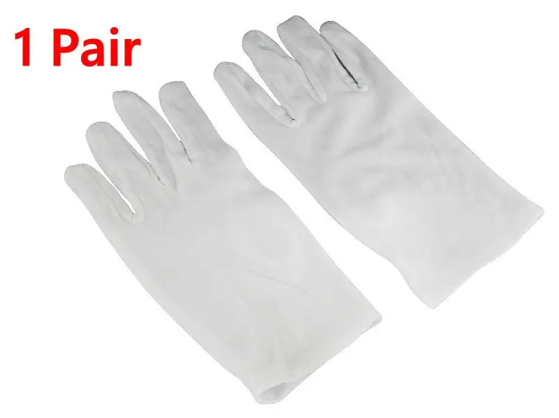 

1Pair Medium Thick White Cotton Polyester Gloves Household Gloves Lab Sanitary Gloves Multipurpose Handling Cleaning Tools