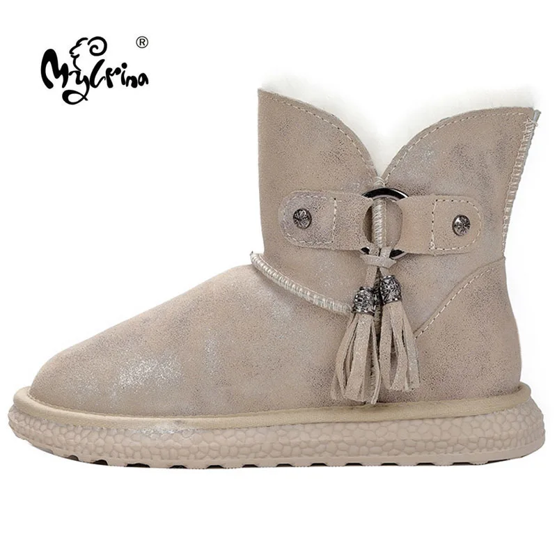 

Wholesale/Retail New Fashion Waterproof Genuine Cowhide Leather Natural Wool Women Snow Boots Warm Ladies Winter Ankle Boots