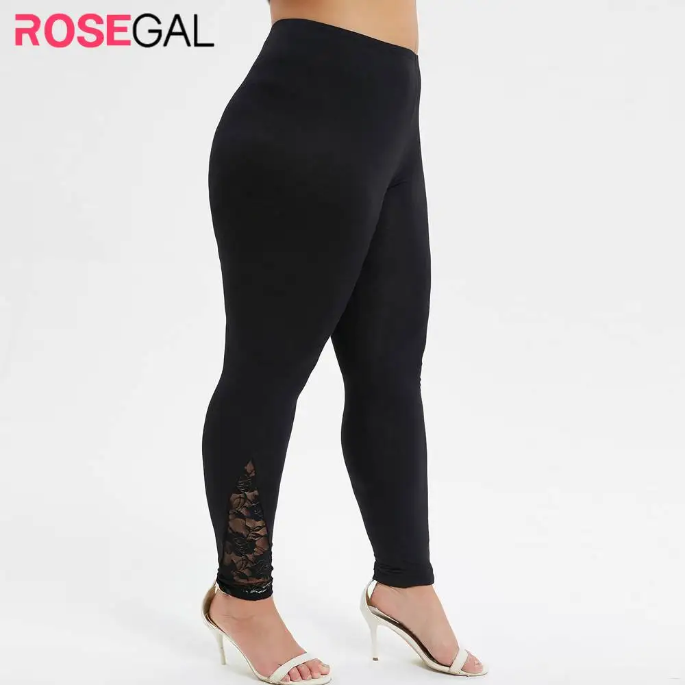 ROSEGAL, для размера плюс, для женщин, обтягивающие, с кружевной панелью, леггинсы, высокая посадка, пуш-ап, карандаш, брюки, для женщин, обтягивающие, для фитнеса, брюки, большой размер, 5XL