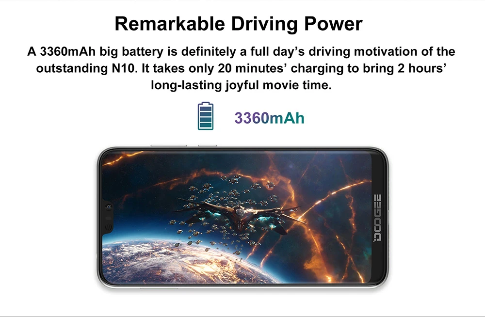DOOGEE N10 мобильный телефон 19:9 дисплей 16 МП фронтальная камера Восьмиядерный Dual SIM 3 ГБ 32 ГБ 5,84 ''FHD+ 3360 мАч Android 8,1 4G LTE телефон