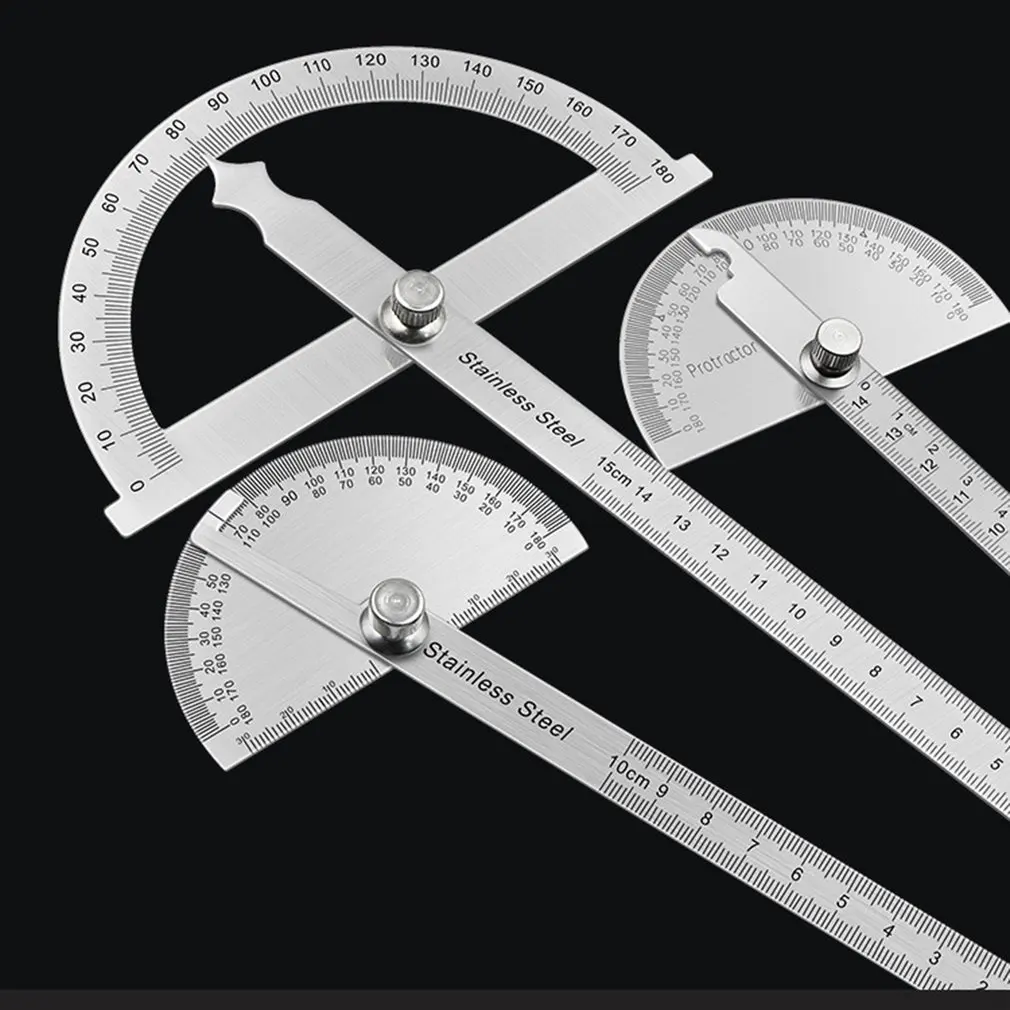 

180 Degree Protractor Stainless Steel Angle Gauge Adjustable Multifunction Semicircle Ruler Mathematics Measuring tool 100/150mm
