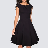 women brief style casual wiggle a line summer elegant ruched draped party swing black dress vestidos with pleated ha067