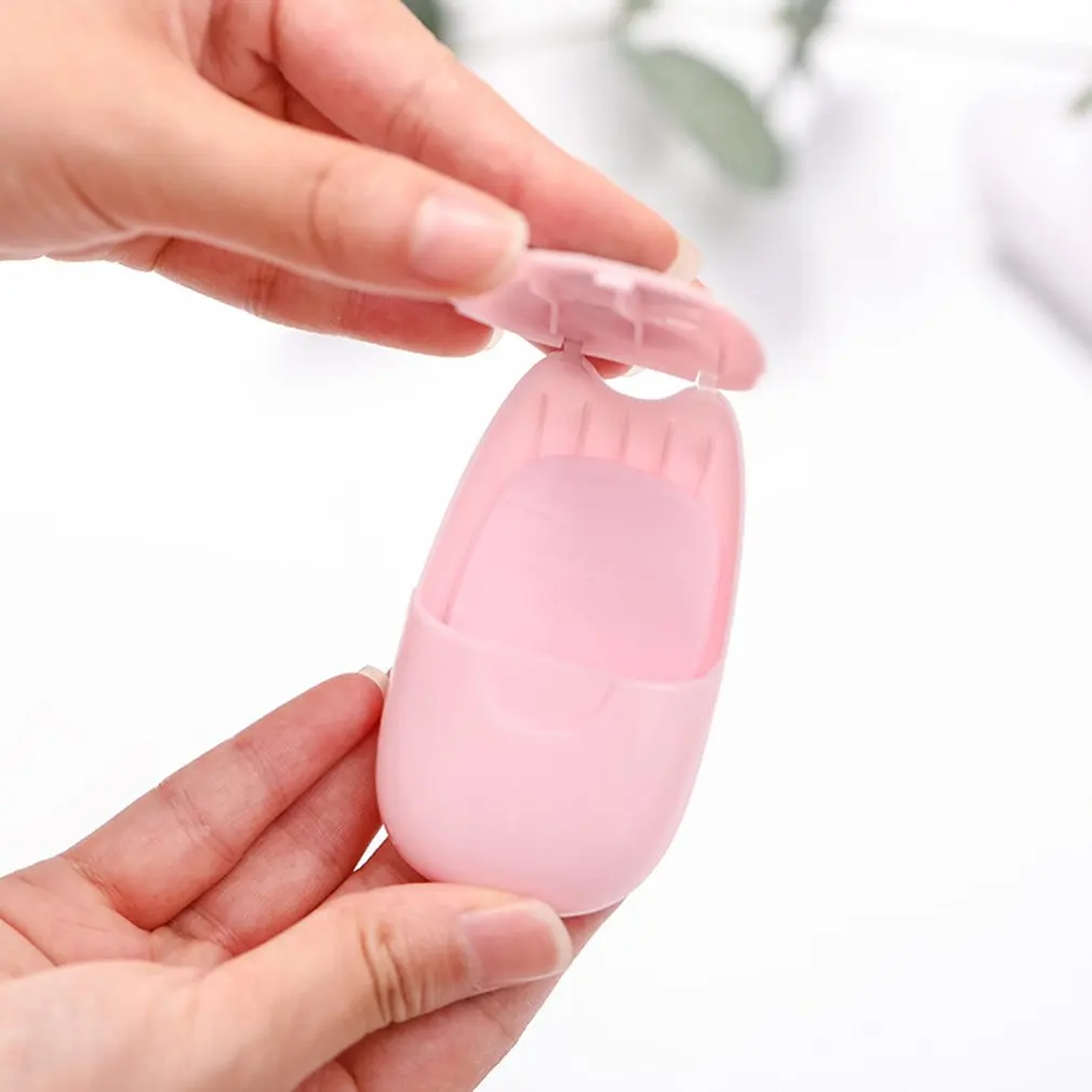 

Boxed Soap Paper Travel Portable Outdoor Hand Washing Soap Scented Slice Sheets 50pcs Mini Soap Paper with Plastic Box
