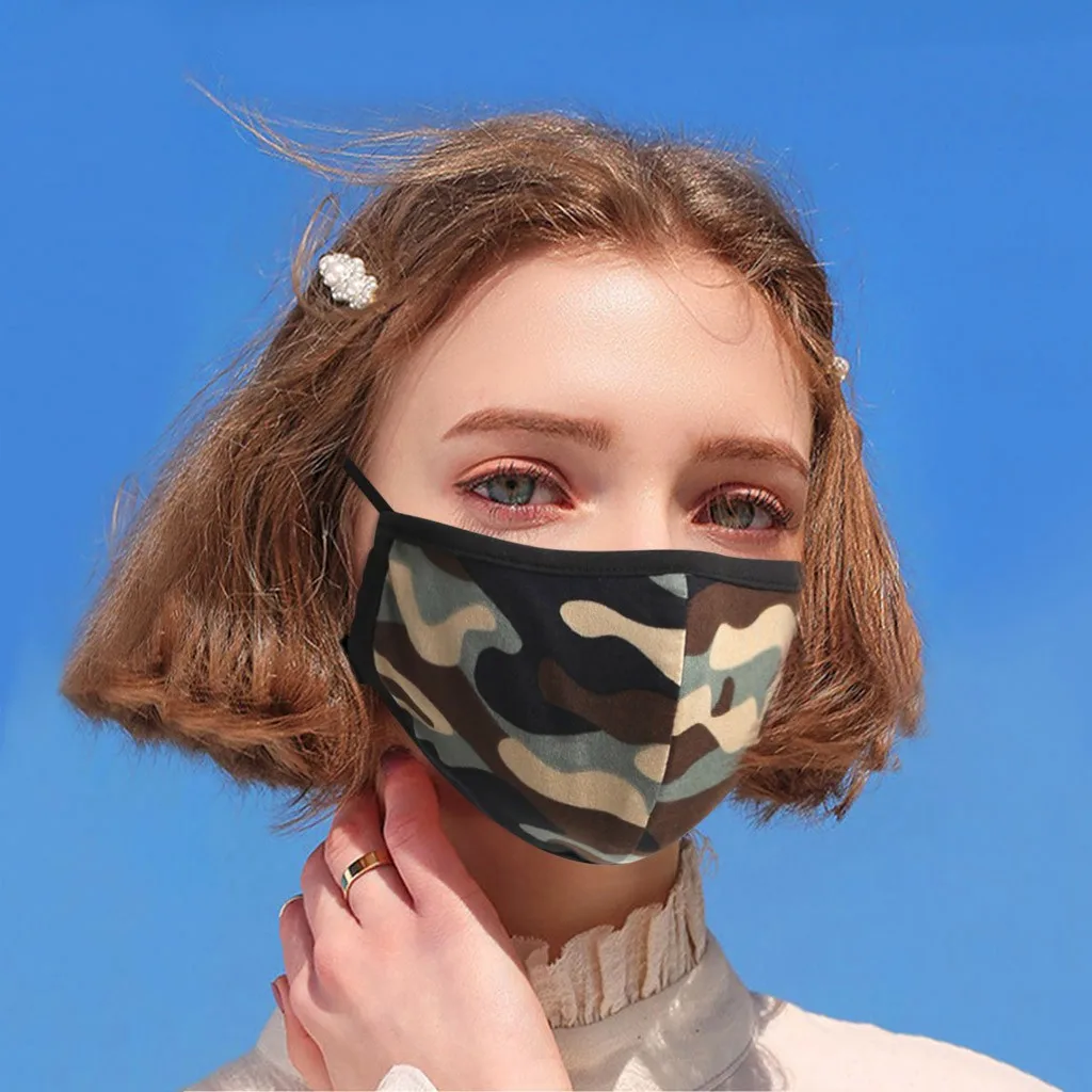 

5PCS Adult Men Women Fashion Multicolor Leopard Camouflage Pattern Print Face Mask Washable Reusable Dust Protective Cotton Mask