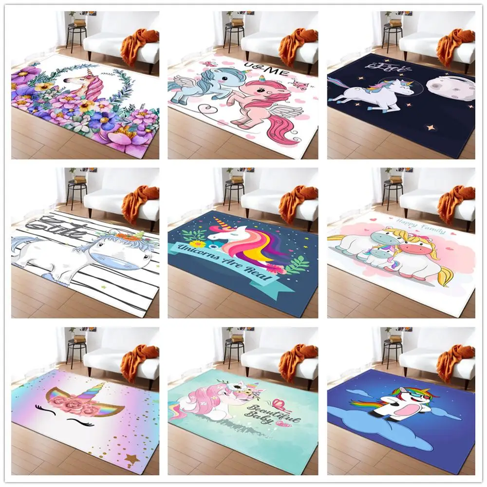 17 видов стилей Единорог 3D печатные детские коврики для гостиной спальни Декор