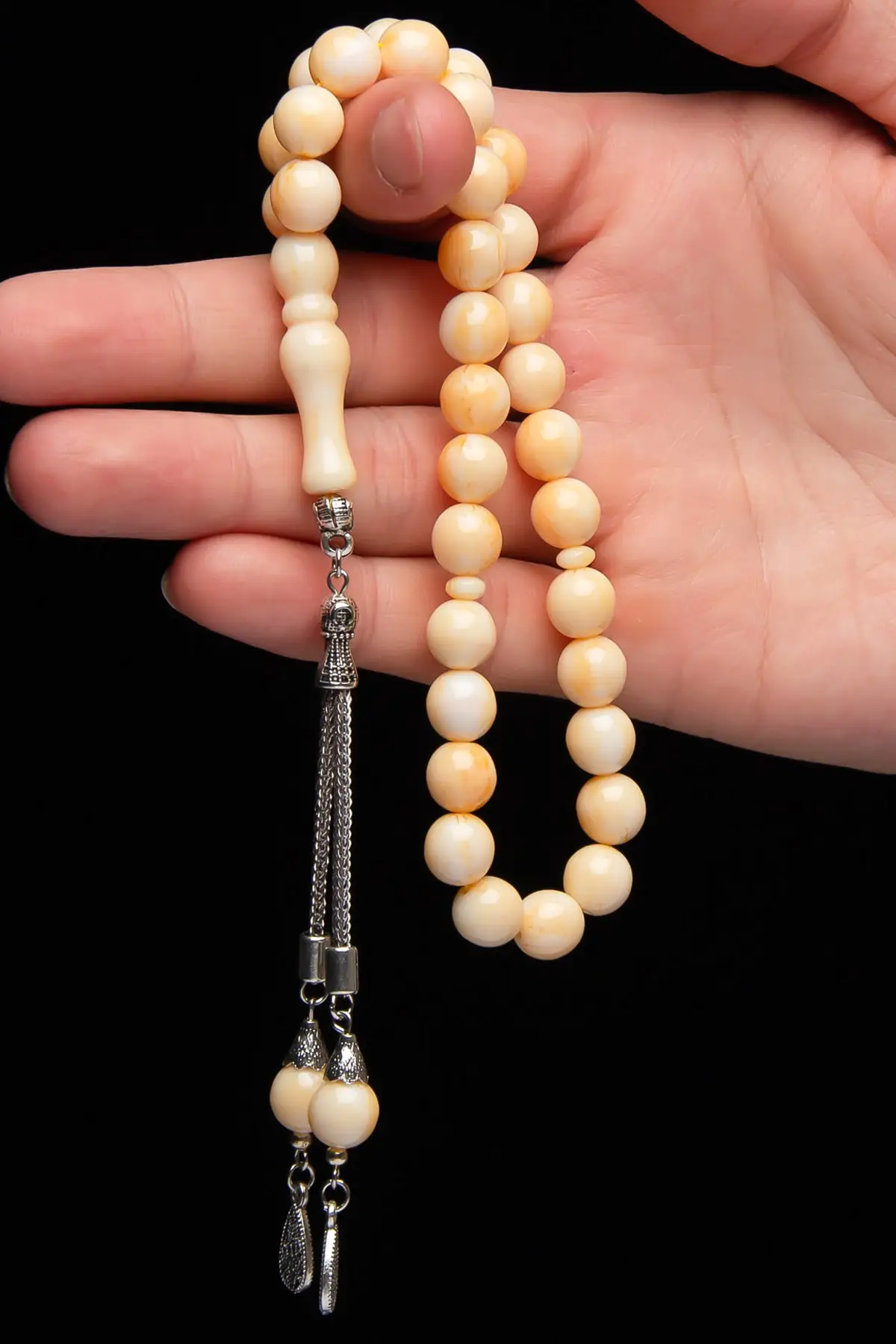 

OTTOTESBH Male 10mm White Moire Pine Scented Beirut Drop Amber Rosary Turkish handmade custom design Islamic prayer beads
