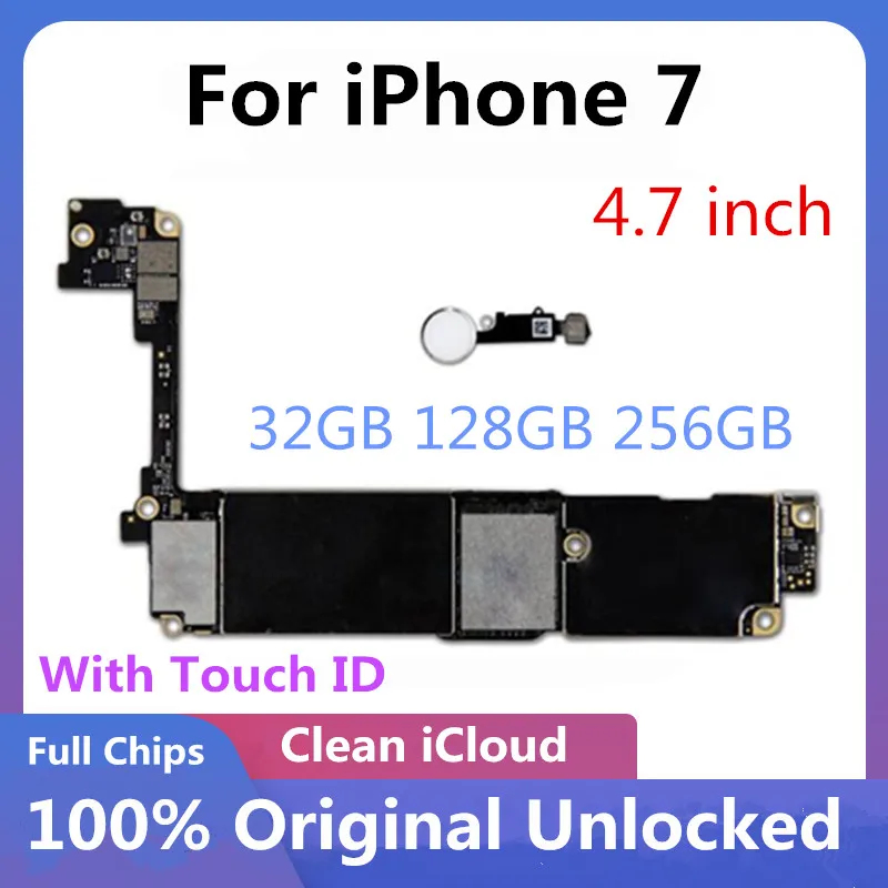 Материнская плата для Iphone 7 32 ГБ 128 256 с/без Touch ID 100% оригинал разблокированная