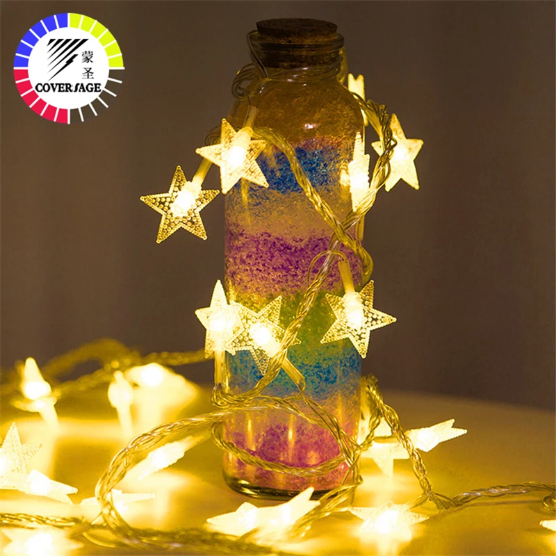 

Coversage звезда Рождественская сказочная светодиодная гирлянда на батарейках садовые люки светодиодные Navidad крытые занавески декоративные ог...