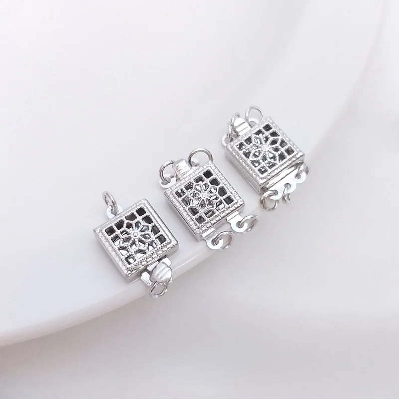 

2pcs 925 Sterling Silver 18K Gold Hollow Fancy Pearl Buckle Sunflower Buckle DIY Necklace Accessory