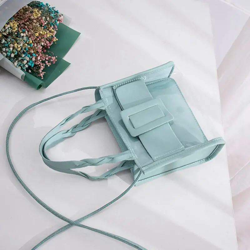 

Fashion Ladies Transparent Jelly Candy Color Flap Women Casual Shoulder Buckle Messenger Handbag Crossbody Bag
