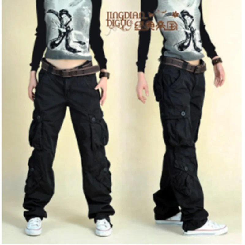 

Хлопковые повседневные брюки для мужчин и женщин, Комбинезоны для влюбленных, свободные штаны с несколькими карманами, уличные мягкие дыша...