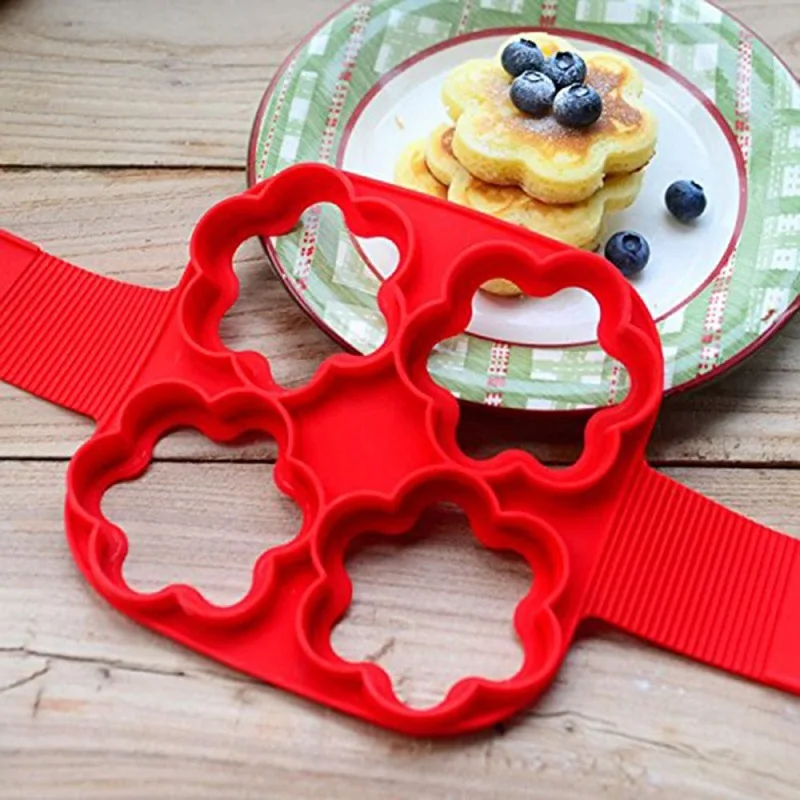 

Pancake Maker Multiple shapes 4 Holes Nonstick Silicone Baking Mold Ring Fried Egg Mold for family cooking