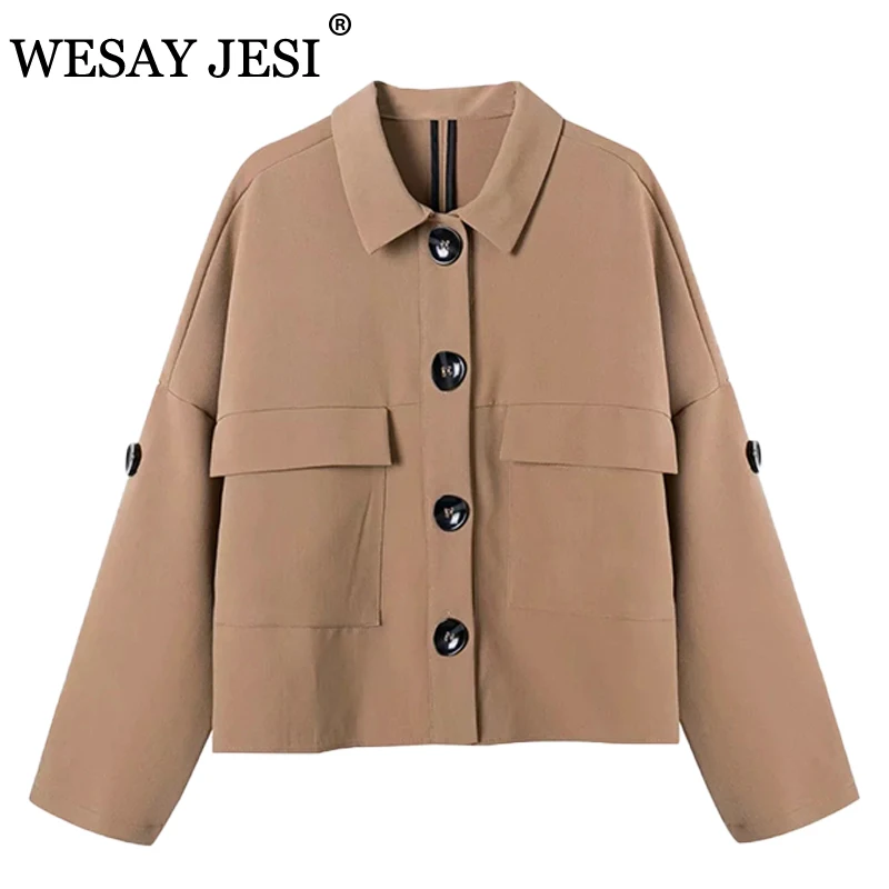 

Тренчкот WESAY JESI женский в английском стиле, модный тренчкот ZA цвета хаки с отложным воротником, верхняя одежда большого размера на пуговицах...