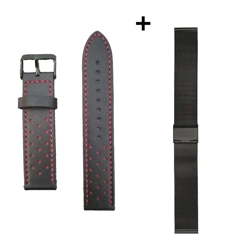 20 мм браслет ремешок для Xiaomi Amazfit Bip ремешок для часов Amazfit GTS кожаный ремешок для часов Amazfit GTR 42 мм браслет из нержавеющей стали - Цвет: Black-Black