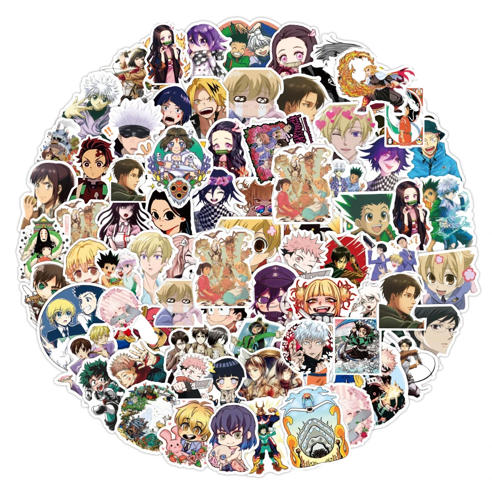 50100pcspack mixed jujutsu kaisen attack on titan anime stickers skateboard laptop motorcycle car graffiti sticker decal toy free global shipping
