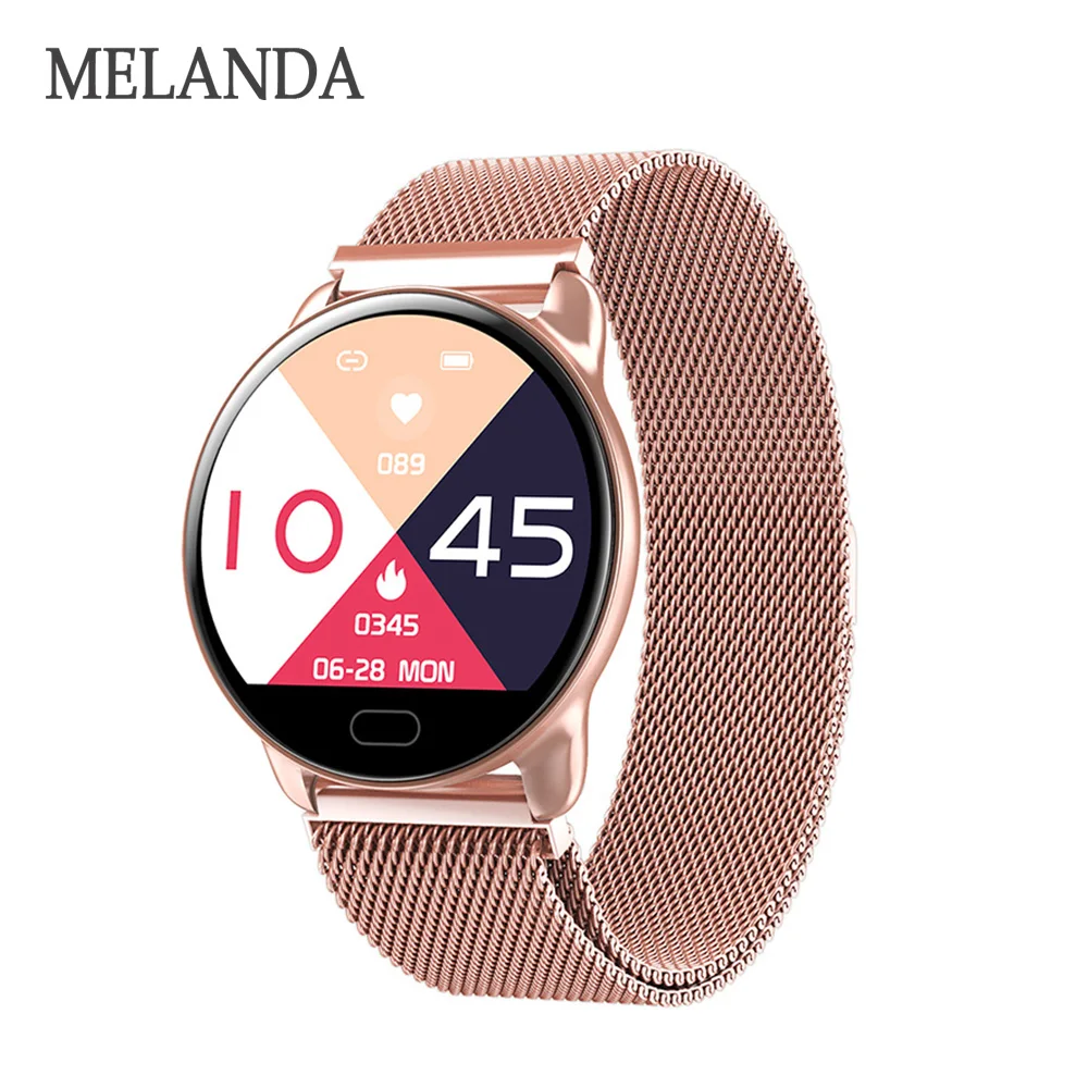 MELANDA женские Смарт-часы для фитнеса, для женщин, для бега, Reloj, монитор сердечного ритма, Bluetooth, шагомер, сенсорные, умные спортивные часы