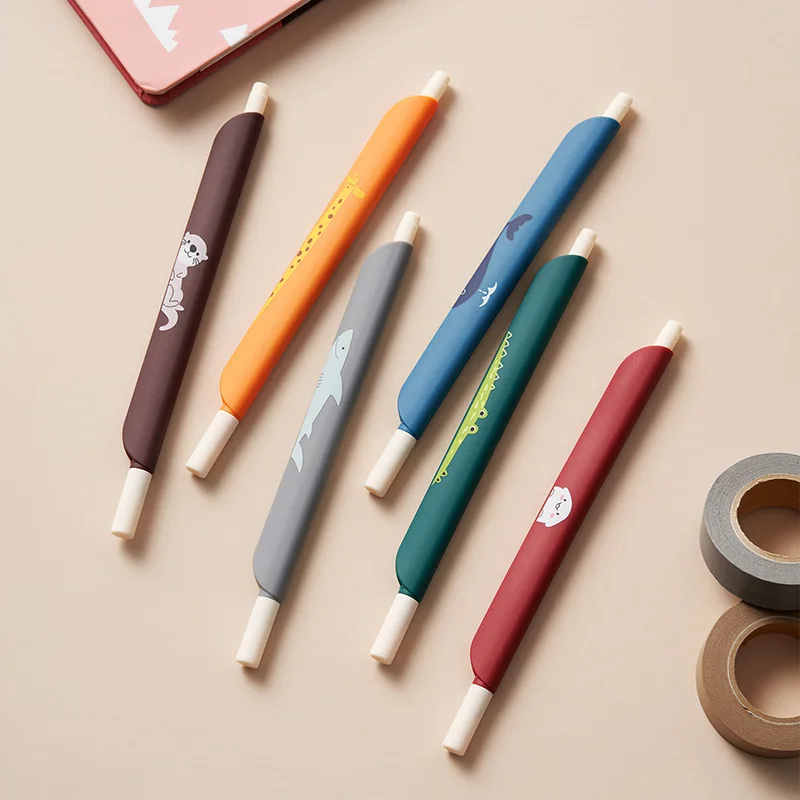 

1PCS 0.5mm 3 in 1 Multifunction Retro Color Gel Pen Ruler Pen Bookmark pen Office School Writing Supplies Student Stationery