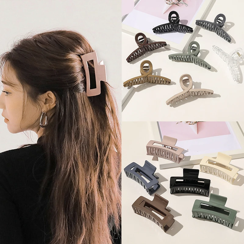

1Pcs Hair Claws Cross Transparent Square Hollow Large Size Geometric Vintage Hair Clip Make Up Washing Face Tool Accessories