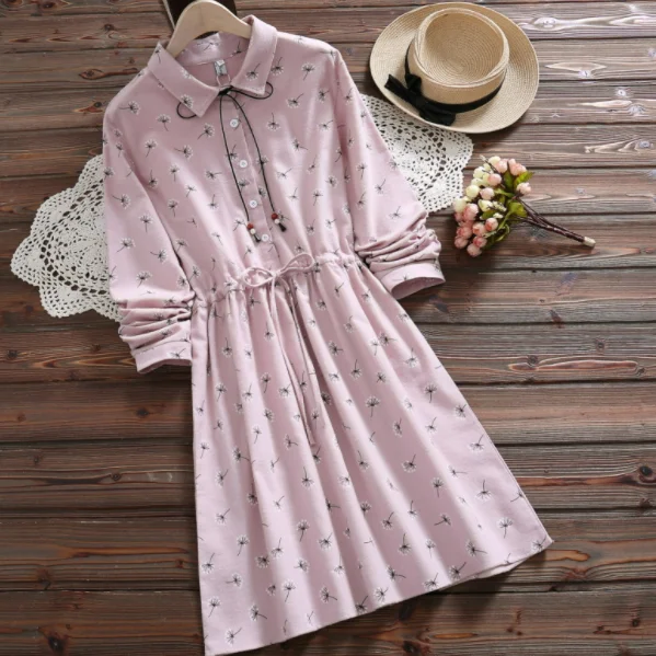 2020 японский консервативный стиль весеннее женское милое платье розовое зеленое