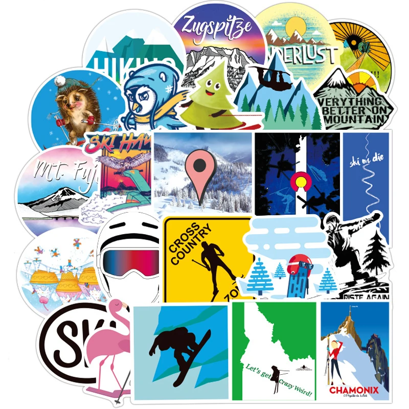 

70PCS Skiing Stickers Sports Style Skateboard Backpack Creative Decor For Luggage Snowboard Fridge Styling Laptop Stickers F4