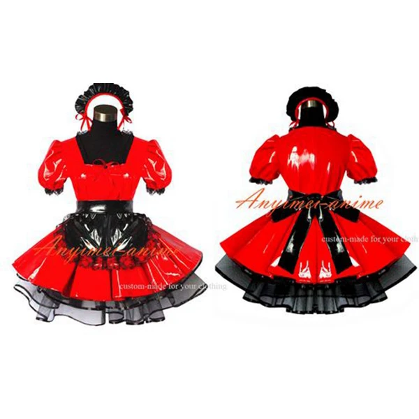 

Sexy Sissy Maid Dress Pvc Dress Red Lockable Uniform Cosplay Costume Custom-made[G491]