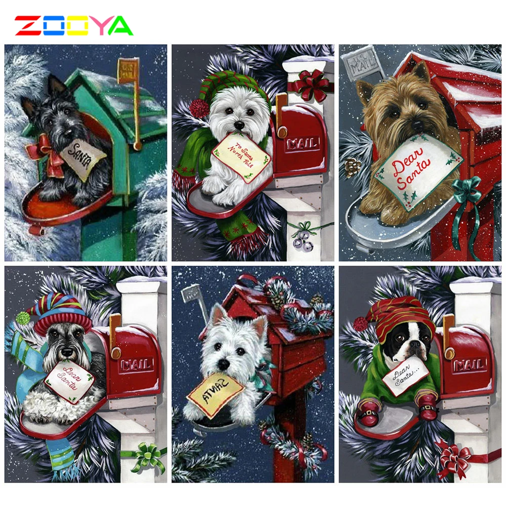 ZOOYA 5D DIY бриллиантовый рисунок Рождество Собака ремесло набор Алмазная вышивка