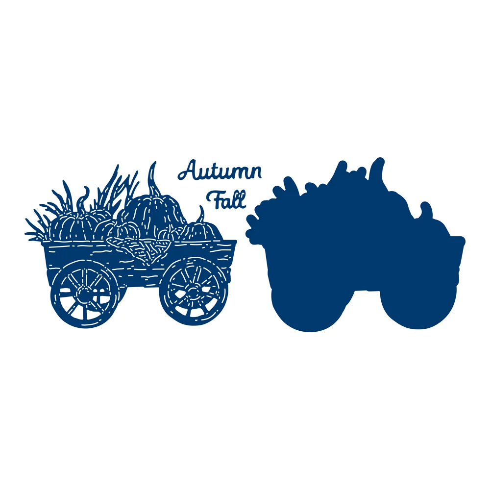 

Autumn Pumpkin Buggy New Metal Cutting Dies Scrapbook Diary Decoration Stencil Embossing Template DIY Thank You Card for 2021