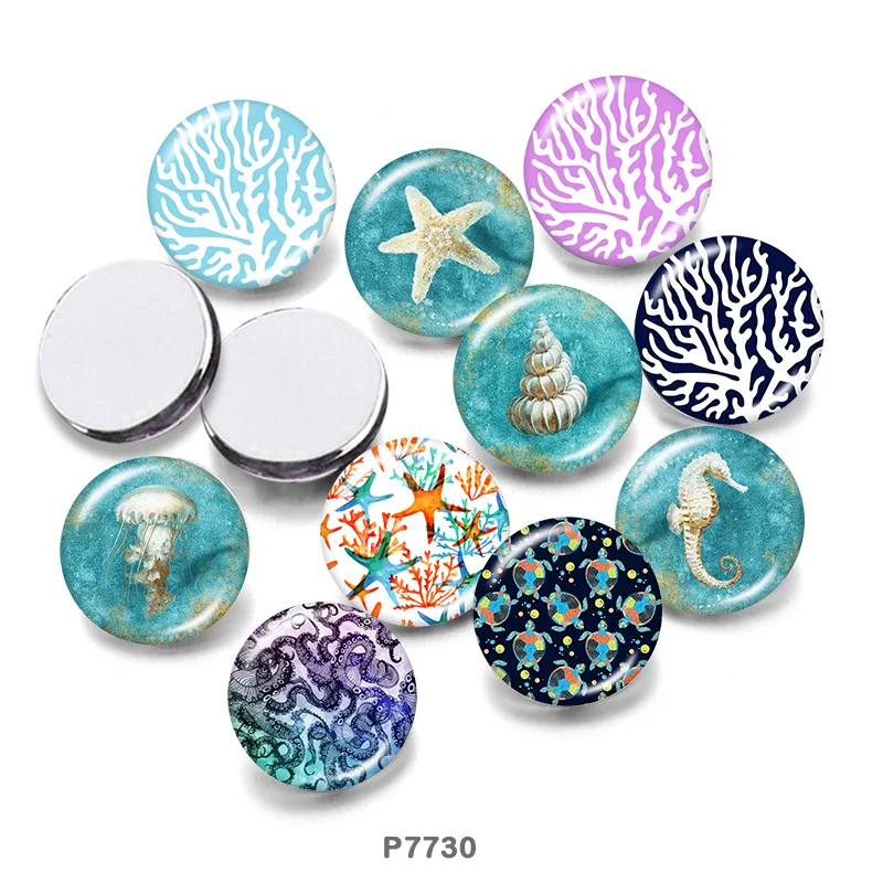 

Sea creatures 12mm/18mm/20mm/25mm/30mm Round Glass Cabochon Flat Back Making Findings P7730