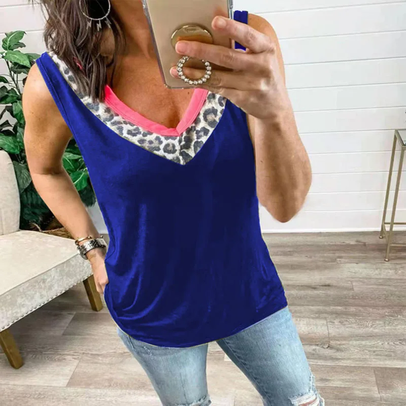 

Women's Summer Loose Women Jumpers Sleeveless Casual Pullovers Female V-Neck Solid Color Sexy tank top S-5