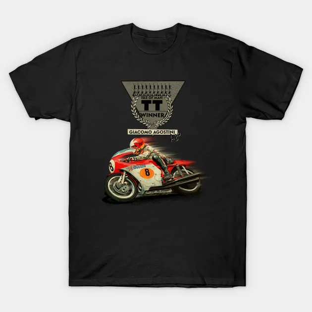 

2021 Men/Women's Summer The Legendary Giacomo Agostini Ago Motorcycle Champion TT winner MotorManiac T-Shirt