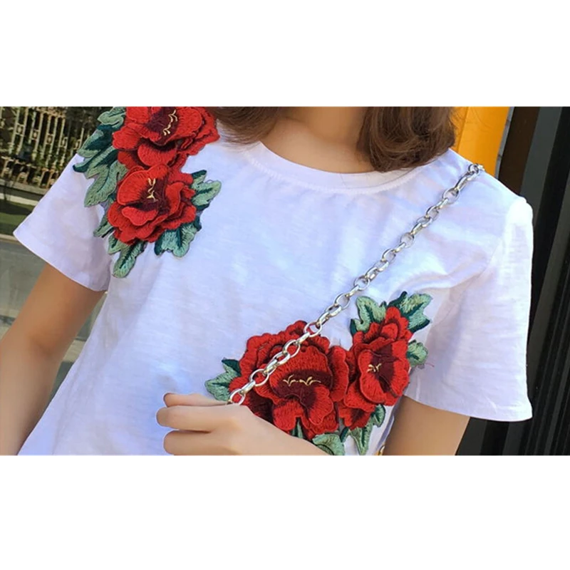 Короткая летняя белая новая хлопковая Футболка с рукавами джинсовые шорты