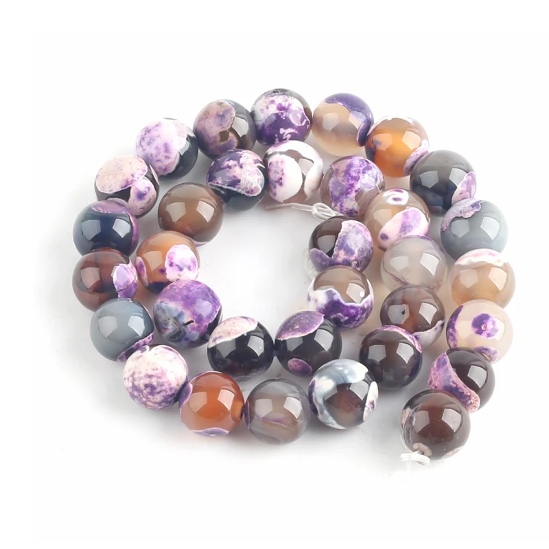 Natural Stone Purple Fire Agates Beads Round Loose Spacer For Jewelry Making DIY Bracelets 15''Strand/Inches 6/8/10/12mm | Украшения