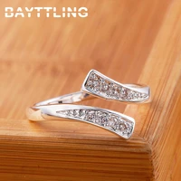 bayttling aaa zircon silver color ring luxury open ring for woman fashion wedding party jewelry gift