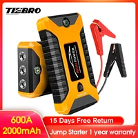 tiebro car jump starter high capacity 600a starting device portable power bank 12v starter cables auto battery booster charger