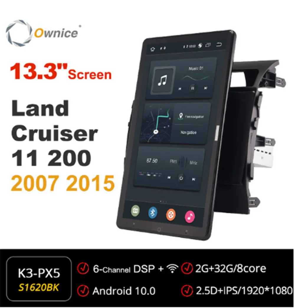 

Ownice Android 10,0 1080P Автомобильный радиоприемник ForToyota Land Cruiser 11 200 2007-2015 видео авто радио мультимедиа головное устройство 13,3 "IPS вращающийся